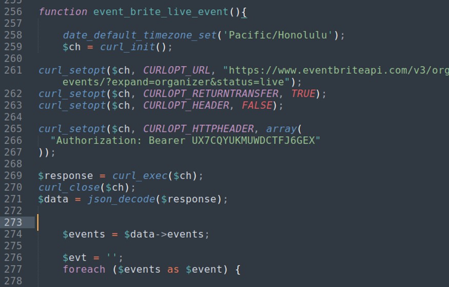 EventBrite Events on WP